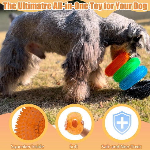 Aduck Dog Squeaky Chew Toys for Aggressive Chewers, Non-Toxic Soft Natural Rubber, Cute Crystal Ring Design - 4.92