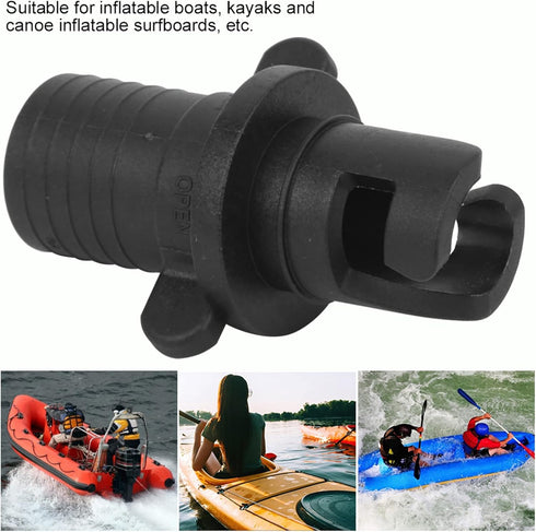 Qiilu Inflatable Pump Adaptor, Black Plastic Kayak Air Valve Connector for Surfboard Inflation