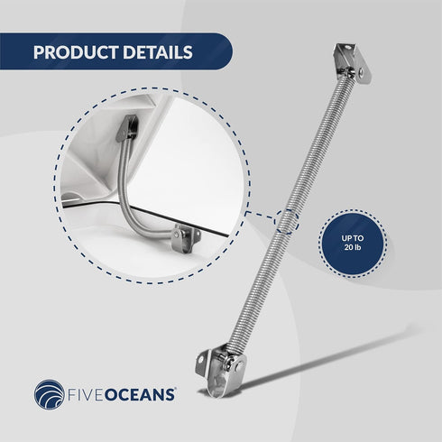 Five Oceans Hatch Lid Support Spring – 316 Stainless Steel Marine-Grade Boat Hatch Lift Support