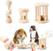 AOWPFVV 3 Pcs Wooden Bunny Toys - Safe Rabbit & Guinea Pigs Teeth