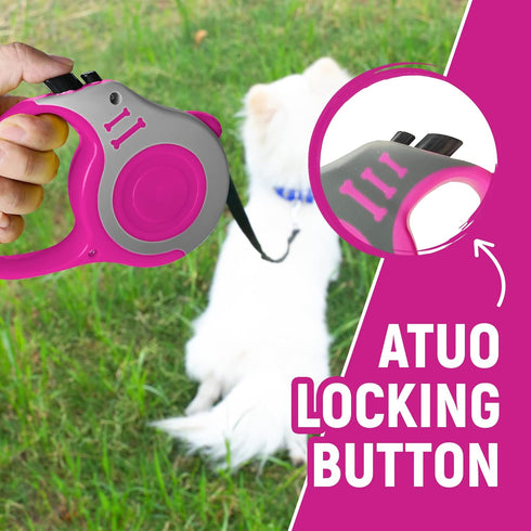 Retractable Dog Leash, Automatic Telescopic Tape, 10/16 FT Durable with Folding Bowl, for Small Medium Dogs