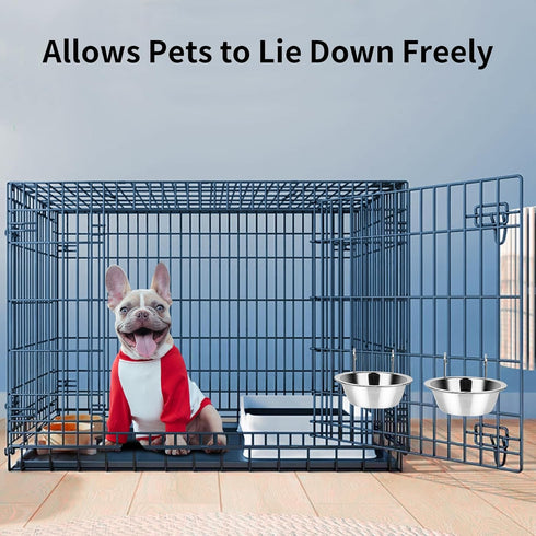 2PCS Stainless Steel Hanging Water Bowls for Small Dog Cage, No Spill Dog Crate Water Bowl, 8oz