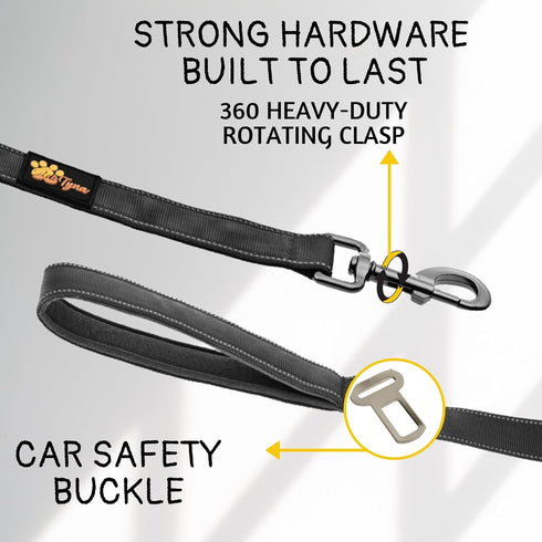 Heavy Duty Bungee Dog Leash, 6 ft - 7.5 ft for Large, Medium Dogs, No Pull, Reflective Tactical Leash with Double Handle