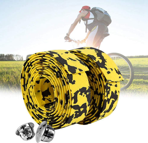 Handlebar Tape - 2Pcs Fade Resistance Bike Reflective Grip Wrap Tape with 2 Bar Plugs
