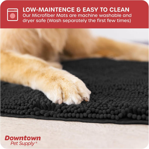 My Doggy Place Microfiber Dog Mat for Muddy Paws, 31" x 20" Black - Quick-Drying Non-Slip Dog Mat
