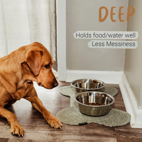 PEGGY11 Deep Stainless Steel Anti-Slip Dog Bowls, 2 Pack, 8 Cups Each