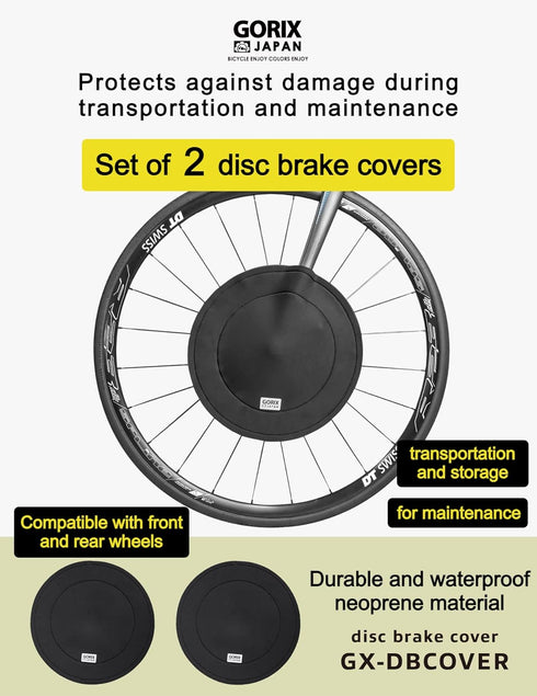 GORIX Bike Disc Brake Cover Set of 2, Rotor Cover Guard for Transport Storage Luggage Road MTB (GX-DBCOVER)