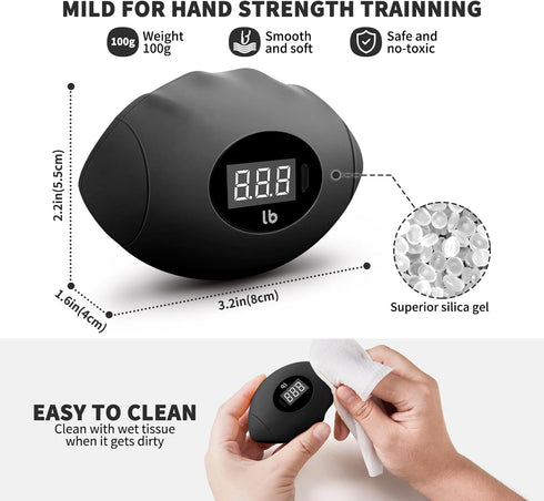 Hand Grip Strengthener, Rechargeable Digital Trainer up to 220.4 Lbs (100kg) for Strength Training, Stress Balls