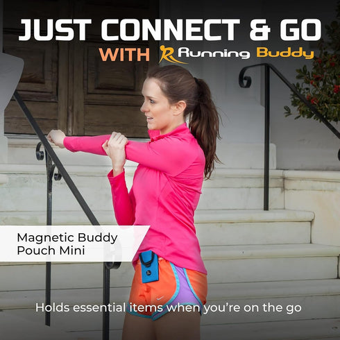 Running Buddy Magnetic Buddy Pouch - 3.75" x 4" Blue, Water-Resistant & Magnetic Closure