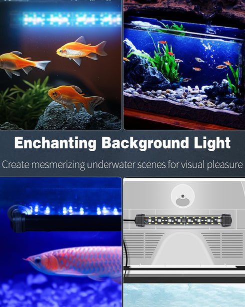Pawfly 5 W LED Aquarium Light, 8 Inch 24/7 Fish Tank Light with Full Spectrum Multi-Colored LEDs, Timer & Adjustable