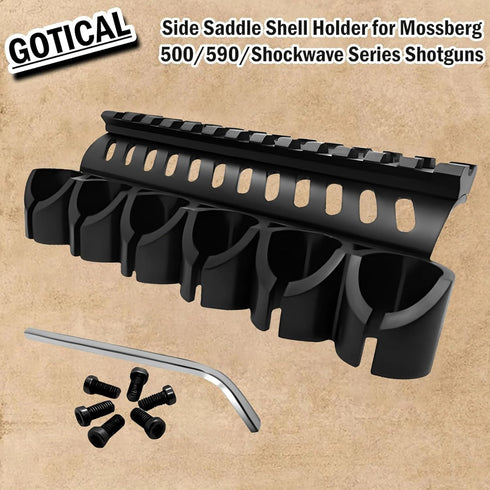 Gotical Quick Detach Saddle Side Carrier Kit, 12 Gauge 6 Round Shell Holder for Mossberg 500/590