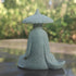Mini Fisherman Figurine, Sandstone Asian Aquarium Decorations, Japanese Garden Ornaments