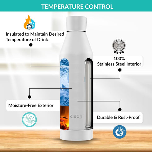 The Clean Hydration Co Canteen 17 - Vacuum Insulated Stainless Steel Water Bottle with Removable Bottom Cap