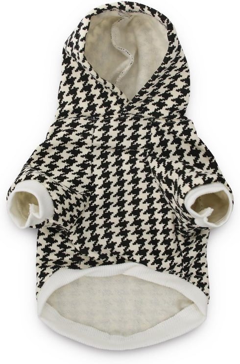 DroolingDog Houndstooth Dog Hoodie, Pet Sweatshirt Shirts for Small Dogs, Large