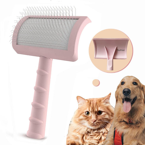 Large Slicker Brush for Dogs & Cats, Extra Long Pin Shedding Brush for Long Haired Pets, Pink
