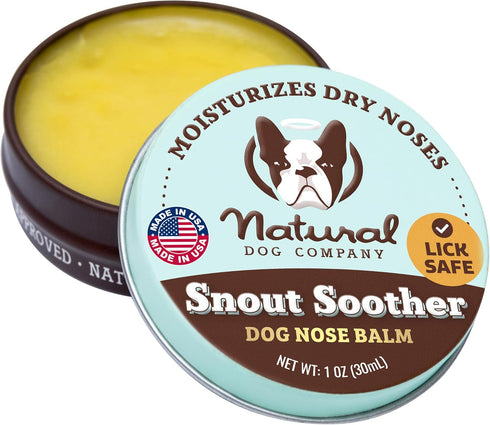 Natural Dog Company Snout Soother - Dog Nose Balm for Dry, Cracked Noses, 1 oz. Tin, Made in USA