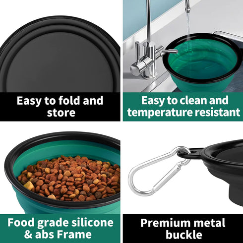 Collapsible Dog Bowls - 2 Pack Large Size for Dogs, Portable Water Bowl for Outdoor Hiking & Traveling