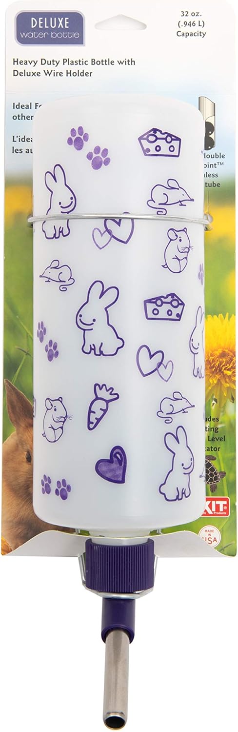Lixit 32oz Weather Resistant Water Bottles with Heavy Duty Mount for Rabbits and Ferrets
