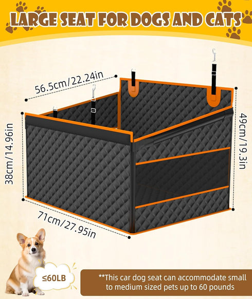 EPN Dog Car Seat for Large Medium Dogs, Back Seat Extender with Waterproof Oxford Fabric, Non-Slip Bottom, Reinforced