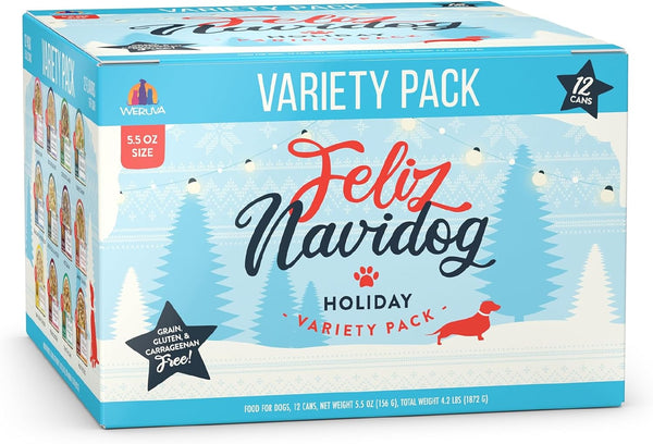 Weruva Classic Dog Food, Feliz Navidog Variety Pack, 5.5 oz Can, Pack of 12