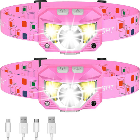 LHKNL Headlamp Flashlight, 1200 High Lumen LED Rechargeable Headlight, 2-Pack Waterproof Motion Sensor, 8 Modes for