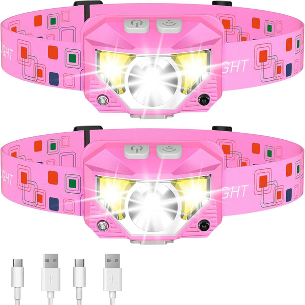 LHKNL Headlamp Flashlight, 1200 High Lumen LED Rechargeable Headlight, 2-Pack Waterproof Motion Sensor, 8 Modes for