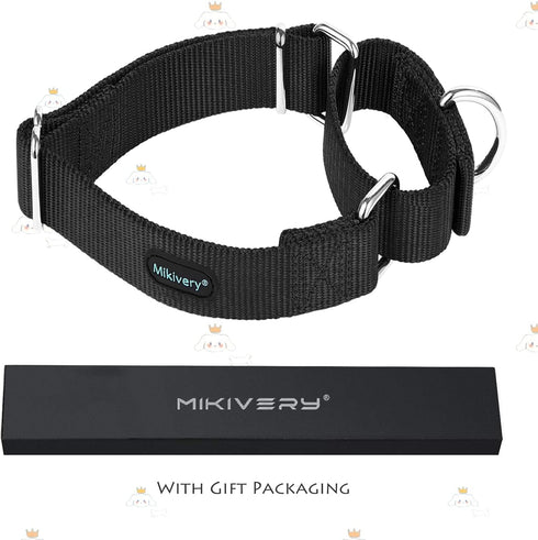 Martingale Dog Collar, Adjustable Nylon with Safety Training, Comfortable Metal Buckle for Small Medium Large Dogs