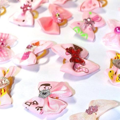 50pcs Dog Hair Bow Bowknot, Cute Puppy Hair Bows with Rhinestones, Pearls, Flowers, Handmade Hair Accessories