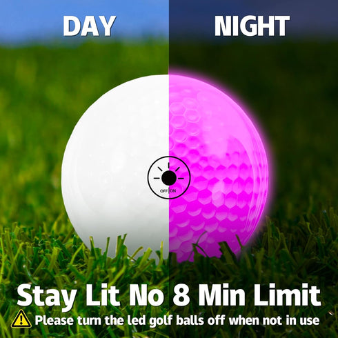 THIODOON Glow in The Dark Golf Balls - Light Activated LED Golf Balls, 7 Colors, 6 Pack for Night Golfing