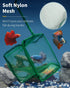 Pawfly Aquarium Fish Net with Braided Metal Handle, Square Soft Mesh Cleaning Net for Fish Tanks