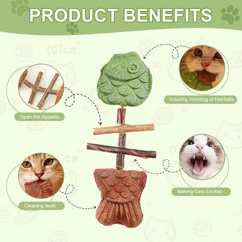 Generic 3PCS Creative Fish Bone Cat Toy,Purrident - Fix Your Cats Dental Health, Interactive Kitten Chew Toy Supports