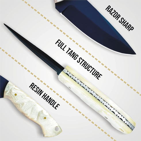 Handmade 8" Stainless Steel Hunting Knife with Sheath, Sharp Skinning Knife, Full Tang Survival Knife for Camping