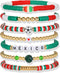 Poasrelax World Soccer Game-day Cup Bracelet Stack Set 7pcs Softball/Baseball/Basketball/Soccer/Volleyball/Tennis/Football Stretch Sports Fans