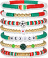 Poasrelax World Soccer Game-day Cup Bracelet Stack Set 7pcs Softball/Baseball/Basketball/Soccer/Volleyball/Tennis/Football Stretch Sports Fans