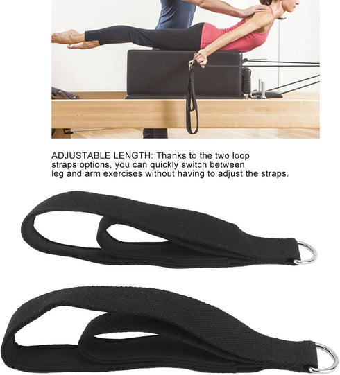 Pilates Straps Pack of 2, Anti-Slip Double Loop D Ring Straps for Home Gym Workout Yoga Exercise Accessories