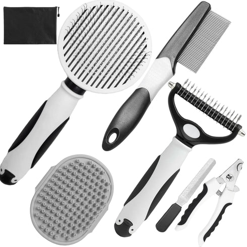 Dog Brush for Shedding, 7 PCS Dog Grooming Brush Kit, Undercoat Rake,