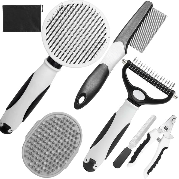 Dog Brush for Shedding, 7 PCS Dog Grooming Brush Kit, Undercoat Rake,
