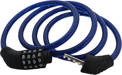Set of 4 Flexible Steel Combination Bicycle Locks, 10mm Thick with PVC Cover, 4-Digit Resettable Code Security Cable