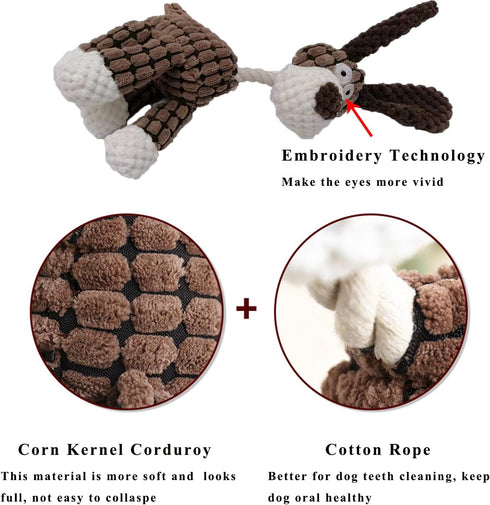 Squeaky Dog Toys for Puppy - 3 Pack Stuffed Animal Plush Toys with Squeakers for Small Medium Large Dogs