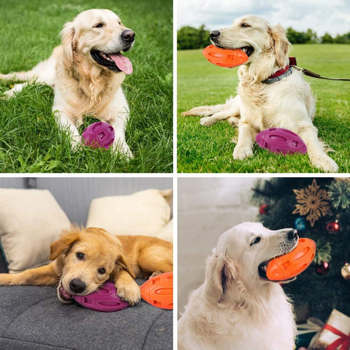 2 Pack Squeaky Dog Toys - Durable Rubber Indestructible Tough Ball for Aggressive Chewers, Large Medium Small
