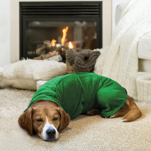 Geyecete Dog Drying Coat - Fast Dry Dog Bag, Microfibre Super Absorbent Bath Robe Towel, Luxuriously Soft-Green-XXXL