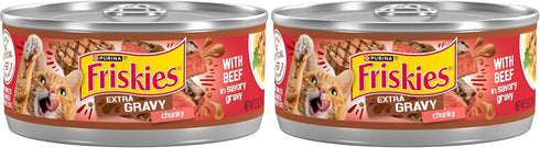 Friskies Purina Extra Gravy Wet Cat Food Chunky with Beef in Savory