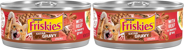 Friskies Purina Extra Gravy Wet Cat Food Chunky with Beef in Savory