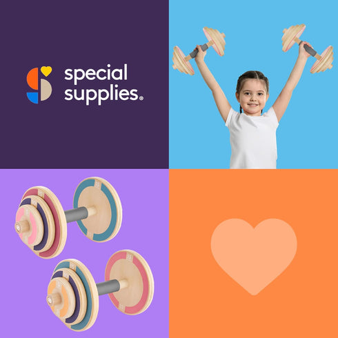 Set Set Set (Set 2 Special Supplies Kids Wooden Workout Play Weights - Adjustable Dumbbells for Home Gym Equipment
