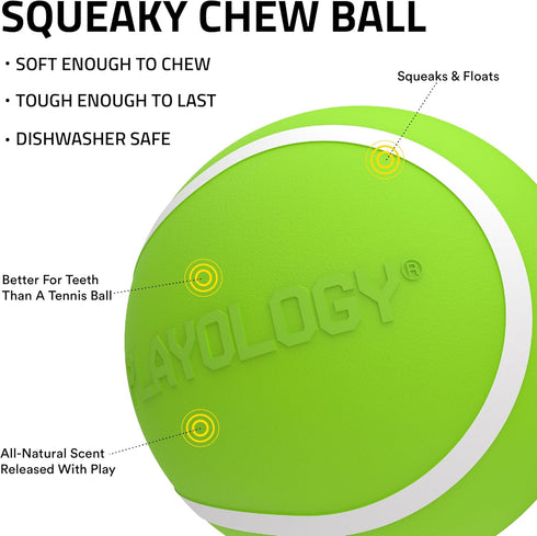 Playology Squeaky Dog Toy | Durable Rubber Interactive Fetch Ball | Sweet Potato Scented for Medium Dogs