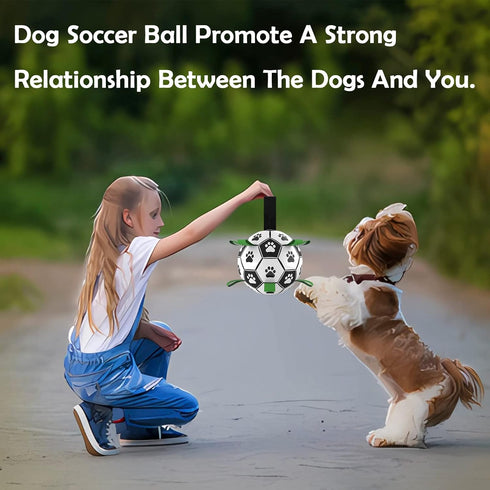 Dog Toys Soccer Ball - Interactive Tug of War, Puppy Birthday Gifts, Durable Dog Balls for Small & Medium Dogs (6 inch)