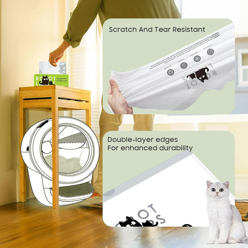 AWoHH 60 Draw-Pack 5/4/3 26.3 X15.7 Tidy Cat Litter Box Robot Waste Bags,Tear-free, Sensor-compatible, Automatic Litter