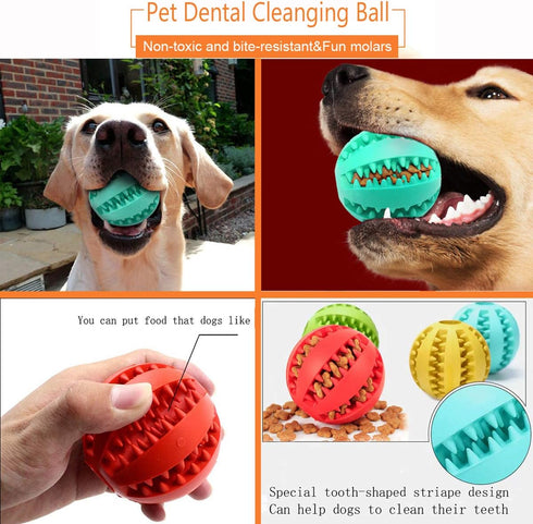 Nontoxic Dog Toy Ball, Bite Resistant Chew Toy for Dogs, Pet Food Treat Feeder, IQ Training Toy Ball for All Sizes