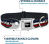 Dog Collar Seatbelt Buckle Mustang Text Tri Bar Stripe 1.5 Inch Wide, 13 to 18 Inches
