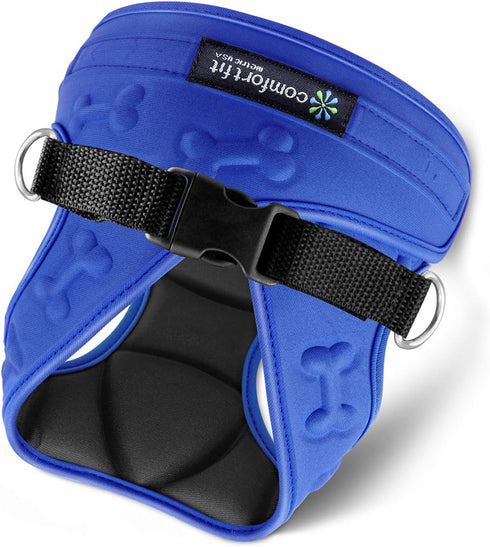 Comfort Fit No Pull Dog Harness, Blue XS, Soft Padded Vest with 2 Leash Clips, Adjustable Buckles